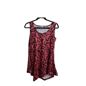 Red Skull Tank Top Asymmetrical Hem Line